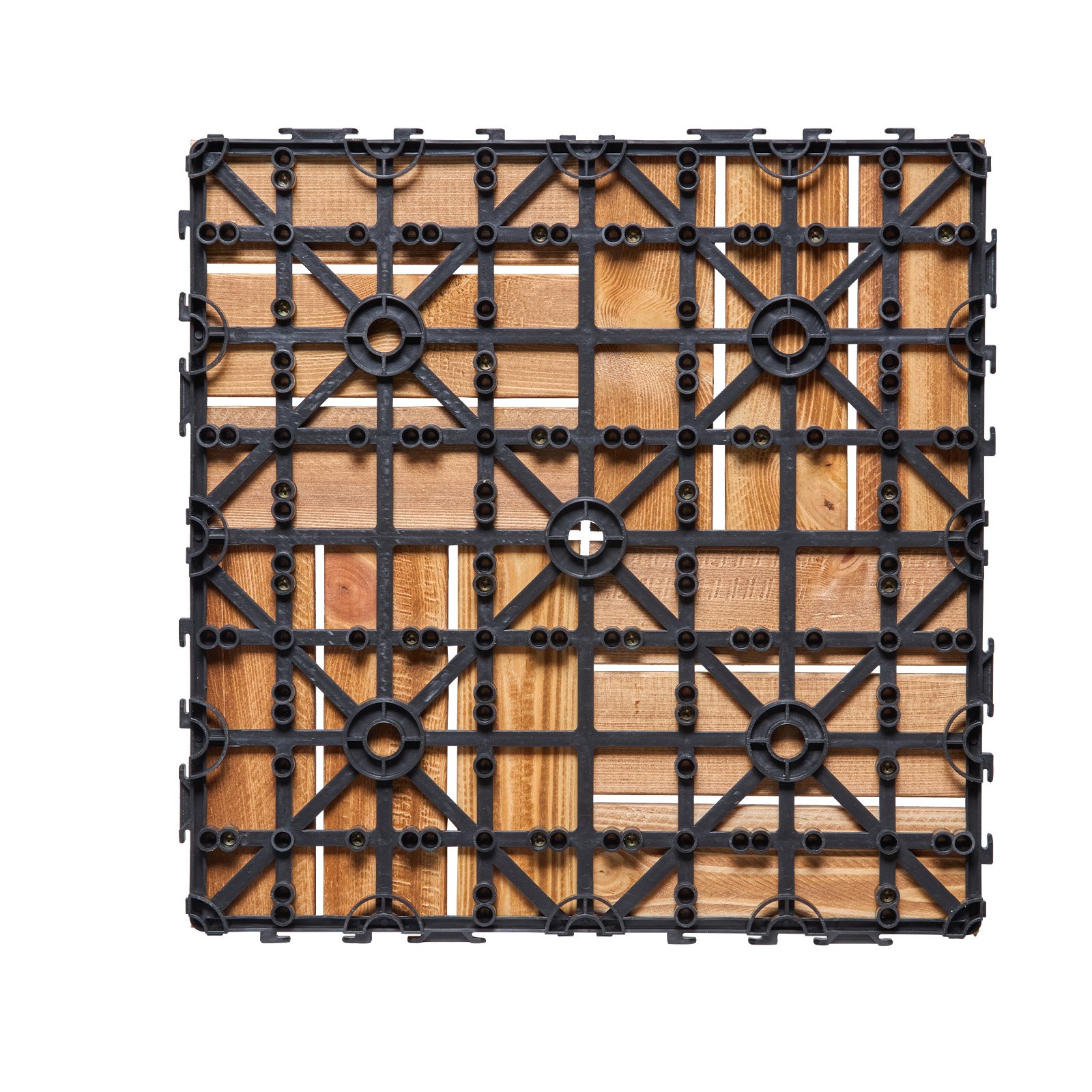 VEVOR Interlocking Deck Tiles Solid Wood 10 Pack 12"x12" Camphor Pine for Porch