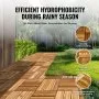 VEVOR Interlocking Deck Tiles Solid Wood, 27 Pack,12"x12" Waterproof Camphor Pine Wood Flooring All Weather Use, Patio Floor Decking Covering Tiles for Porch Poolside Balcony Backyard, (Wooden)