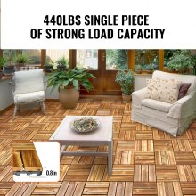 VEVOR Interlocking Deck Tiles Solid Wood 27 Pack 12"x12" Camphor Pine for Porch