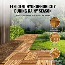 VEVOR Interlocking Deck Tiles Solid Wood 27 Pack 11.6" x 11.6" Camphor Pine for Porch