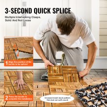 VEVOR Interlocking Deck Tiles Solid Wood 27 Pack 11.6" x 11.6" Camphor Pine for Porch