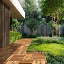 VEVOR Interlocking Deck Tiles Solid Wood 27 Pack 11.6" x 11.6" Camphor Pine for Porch