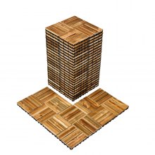 VEVOR Interlocking Deck Tiles Solid Wood 27 Pack 11.6" x 11.6" Camphor Pine for Porch