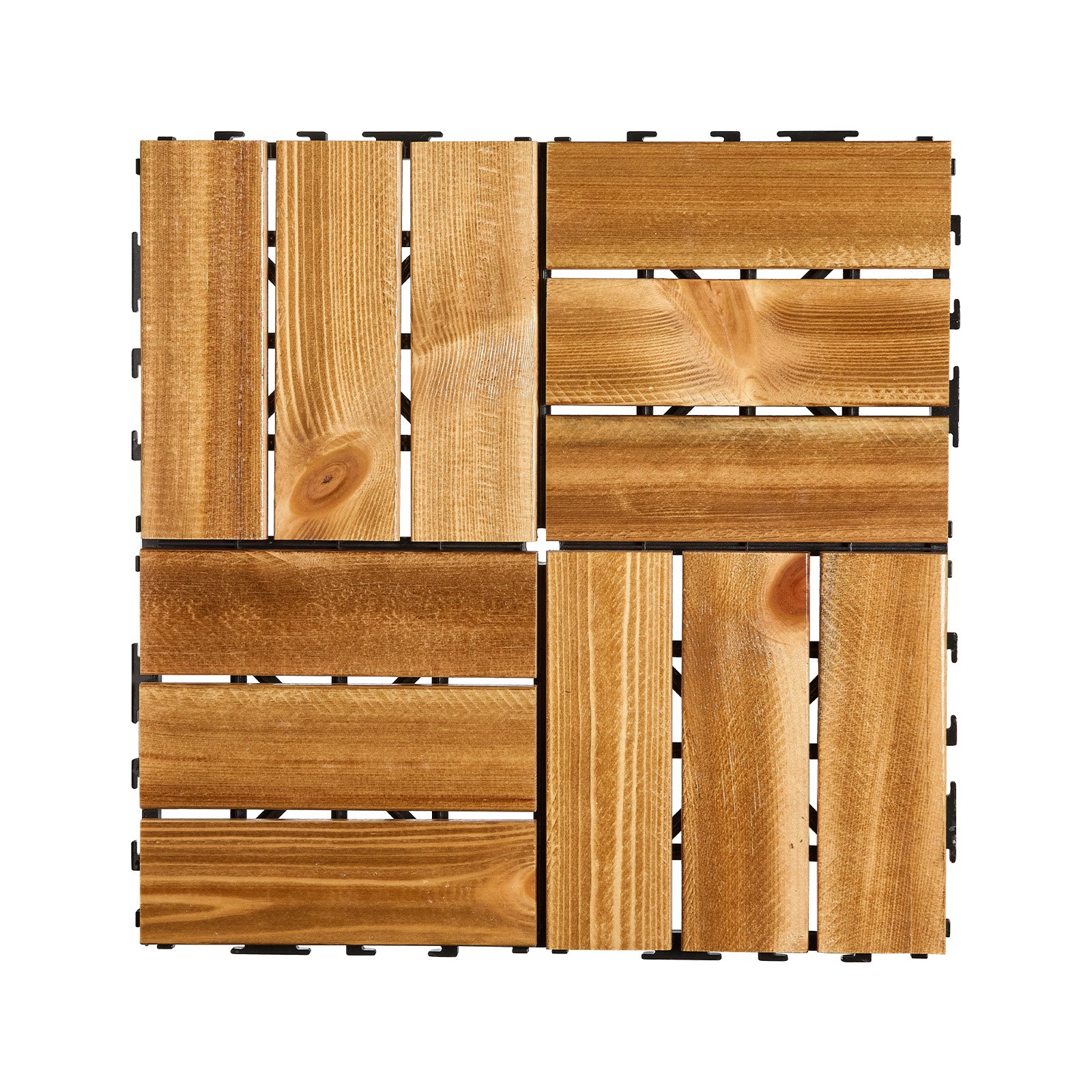 VEVOR Interlocking Deck Tiles Solid Wood, 27 Pack,12"x12" Waterproof Camphor Pine Wood Flooring All Weather Use, Patio Floor Decking Covering Tiles for Porch Poolside Balcony Backyard, (Wooden)
