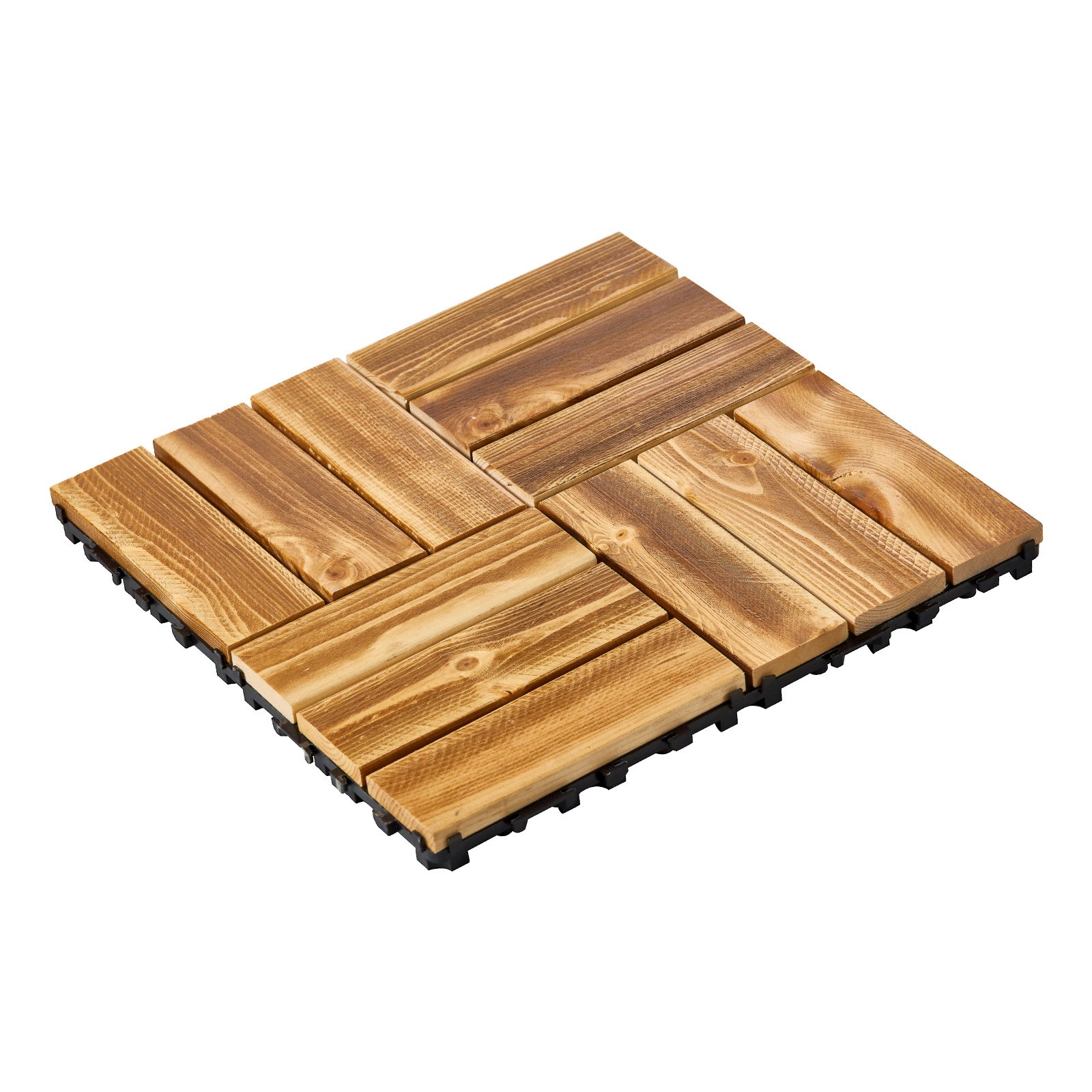 VEVOR Interlocking Deck Tiles Solid Wood, 27 Pack,12"x12" Waterproof Camphor Pine Wood Flooring All Weather Use, Patio Floor Decking Covering Tiles for Porch Poolside Balcony Backyard, (Wooden)