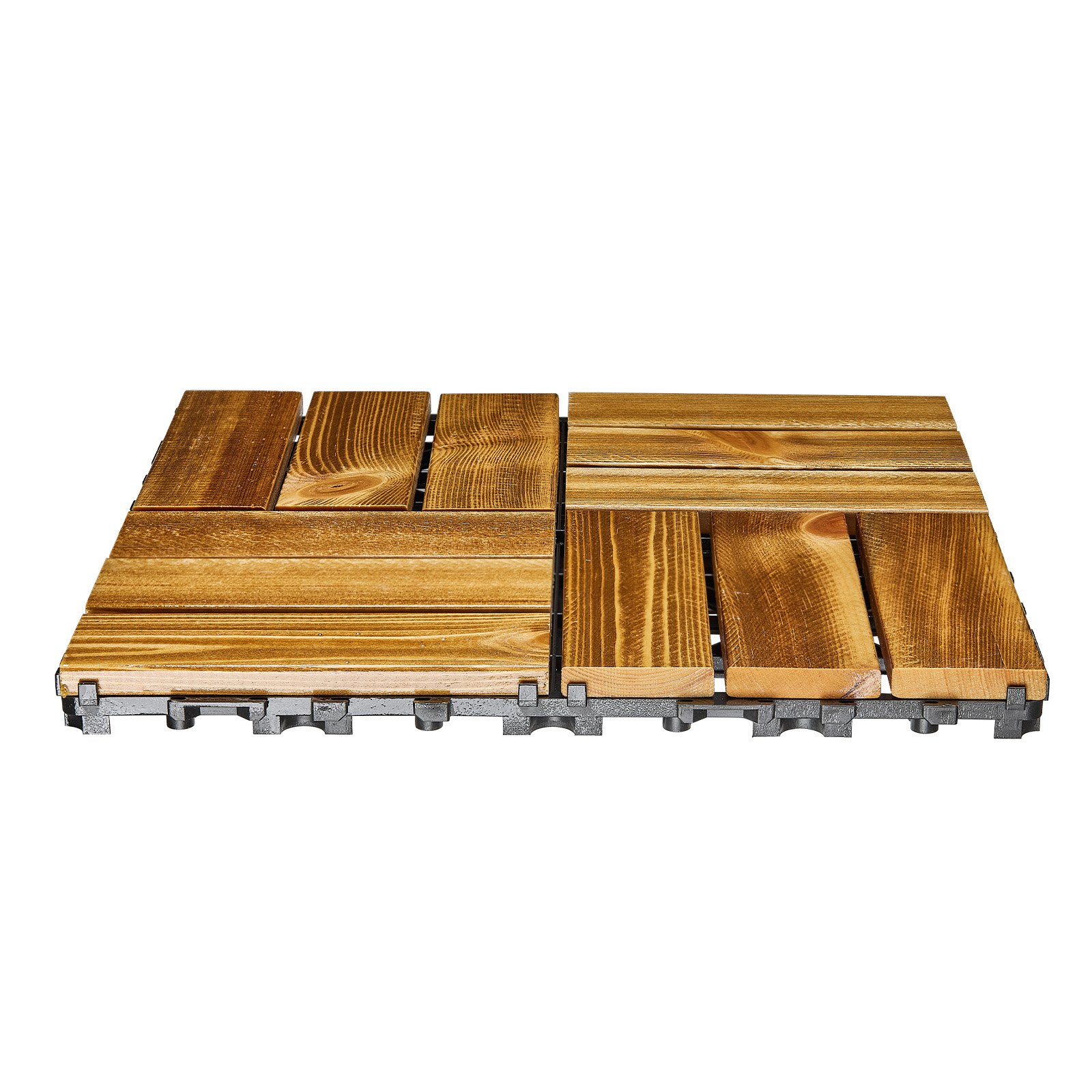 VEVOR Interlocking Deck Tiles Solid Wood, 27 Pack,12"x12" Waterproof Camphor Pine Wood Flooring All Weather Use, Patio Floor Decking Covering Tiles for Porch Poolside Balcony Backyard, (Wooden)