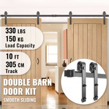 VEVOR Barn Door Hardware Kit Barn Door Kit 10 FT Carbon Steel for Double Doors