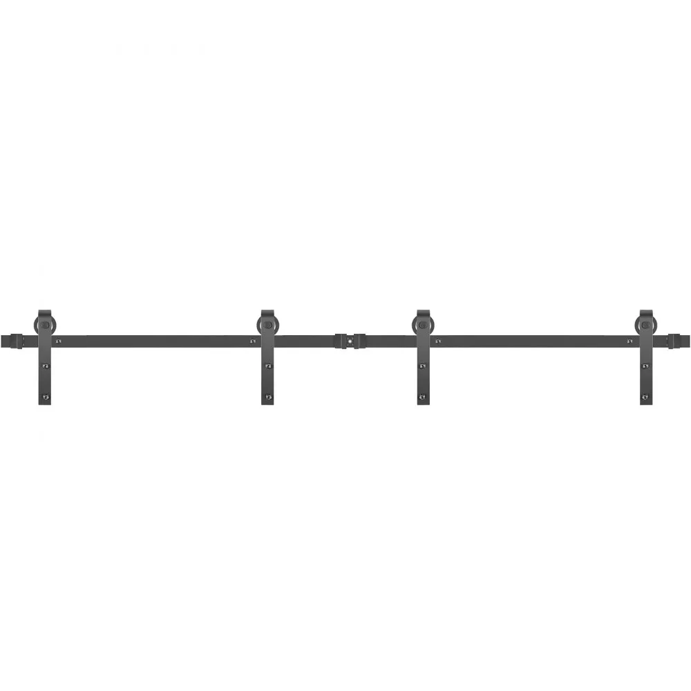 VEVOR sliding barn door hardware kit with dual tracks and rollers.