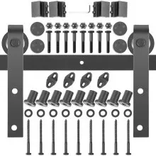 VEVOR Sliding Barn Door Hardware Kit, 12FT Barn Door Kit, 330LBS Load-Bearing Double Barn Door Hardware Kit, Carbon Steel Barn Door Track, Darn Door for 1.57-1.77" Thickness & 6FT Wide Door Panel