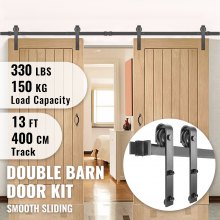VEVOR Barn Door Hardware Kit Barn Door Kit 13 FT Carbon Steel for Double Doors