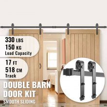 VEVOR Barn Door Hardware Kit Barn Door Kit 17 FT Carbon Steel for Double Doors