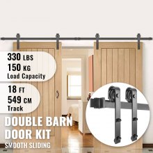 VEVOR Barn Door Hardware Kit Barn Door Kit 18 FT Carbon Steel for Double Doors