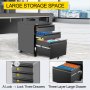 VEVOR Office File Cabinets 19.67 x 15.75" File Cabinet with Lock 3 Drawer File Cabinet 176.39 LBS Maximum Load Bearing Desk Cabinet with 5 Wheels for A4/Letter/Legal File in School/Office/Hospital