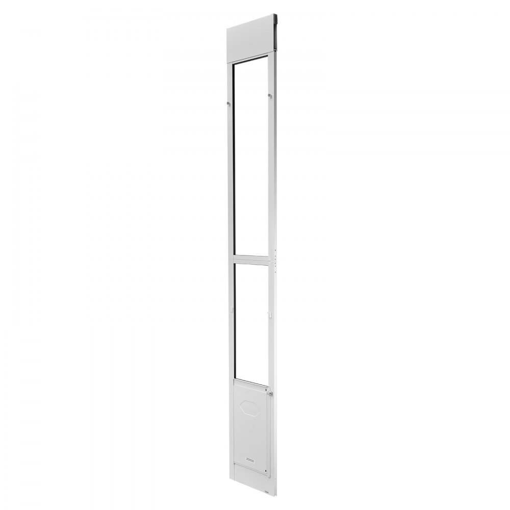 VEVOR Dog Door for Sliding Glass Door, 91 to 96 in Adjustable Height, Aluminum Alloy Frame with Metal Rotating Hinges, Lock Design, 10 1/4 x 16 1/4 in Flap, Sliding Glass Pet Door for Renters
