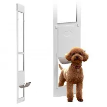 VEVOR Dog Door for Sliding Glass Door, 91 to 96 in Adjustable Height, Aluminum Alloy Frame with Metal Rotating Hinges, Lock Design, 8 1/4 x 12 1/4 in Flap, Sliding Glass Pet Door for Renters