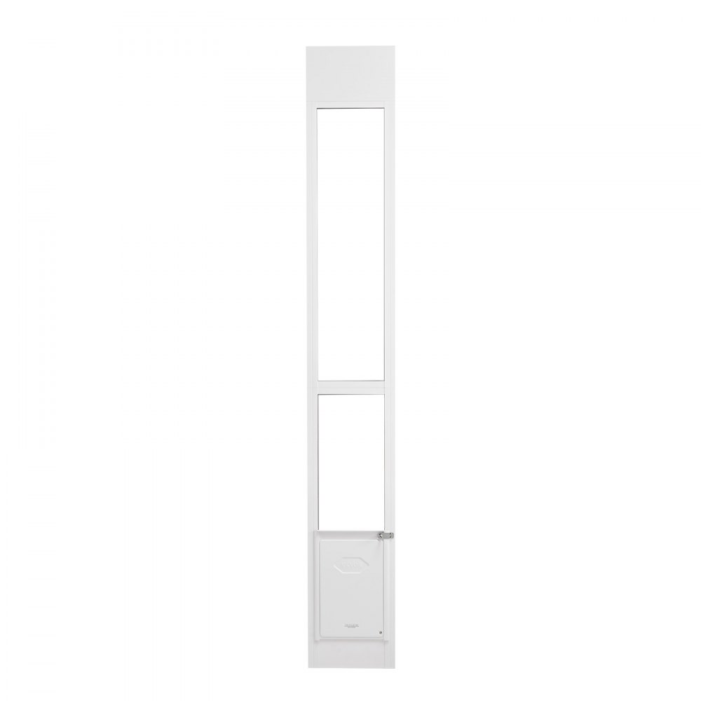 VEVOR Dog Door for Sliding Glass Door, 1927-2049mm Adjustable Height Doggy Door for Sliding Doors, Aluminum Frame Tempered Glass Pet Door with Hinge Structure Flap and Lock for Small-Sized Dogs