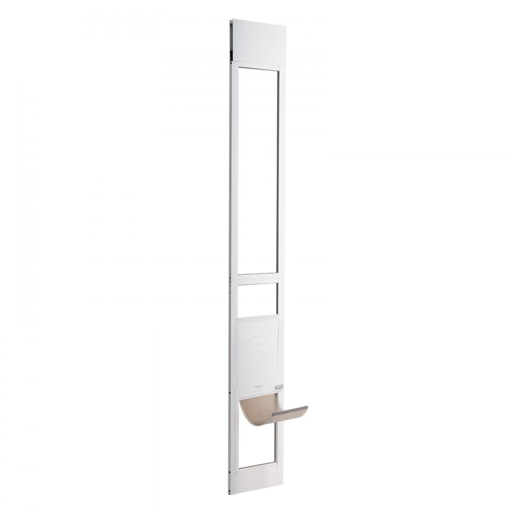 VEVOR Dog Door for Sliding Glass Door, 1927-2049mm Adjustable Height Doggy Door for Sliding Doors, Aluminum Frame Tempered Glass Pet Door with Hinge Structure Flap and Lock for Small-Sized Dogs