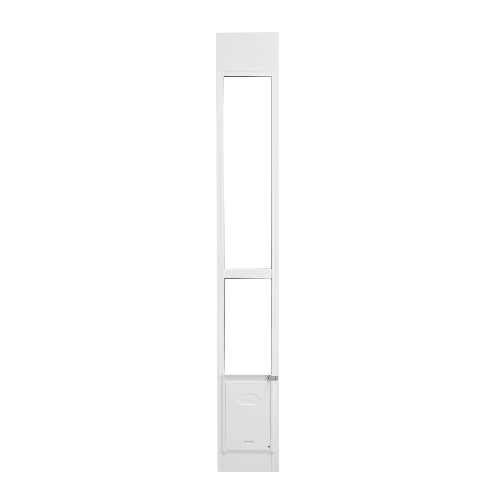 VEVOR Dog Door for Sliding Glass Door, 1927-2049mm Adjustable Height Doggy Door for Sliding Doors, Aluminum Frame Tempered Glass Pet Door with Hinge Structure Flap and Lock for Small-Sized Dogs