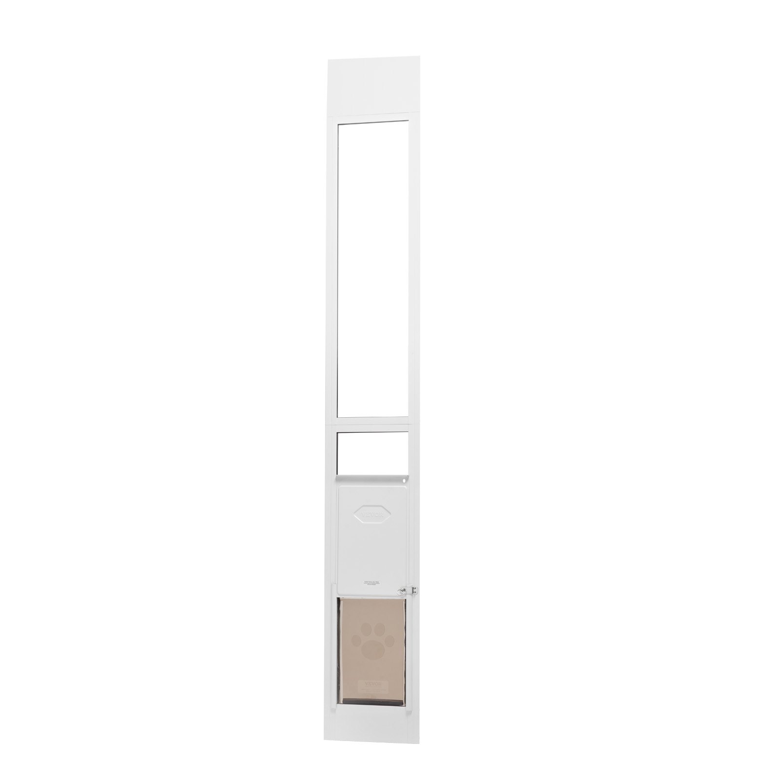 VEVOR Dog Door for Sliding Glass Door, 1927-2049mm Adjustable Height Doggy Door for Sliding Doors, Aluminum Frame Tempered Glass Pet Door with Hinge Structure Flap and Lock for Small-Sized Dogs