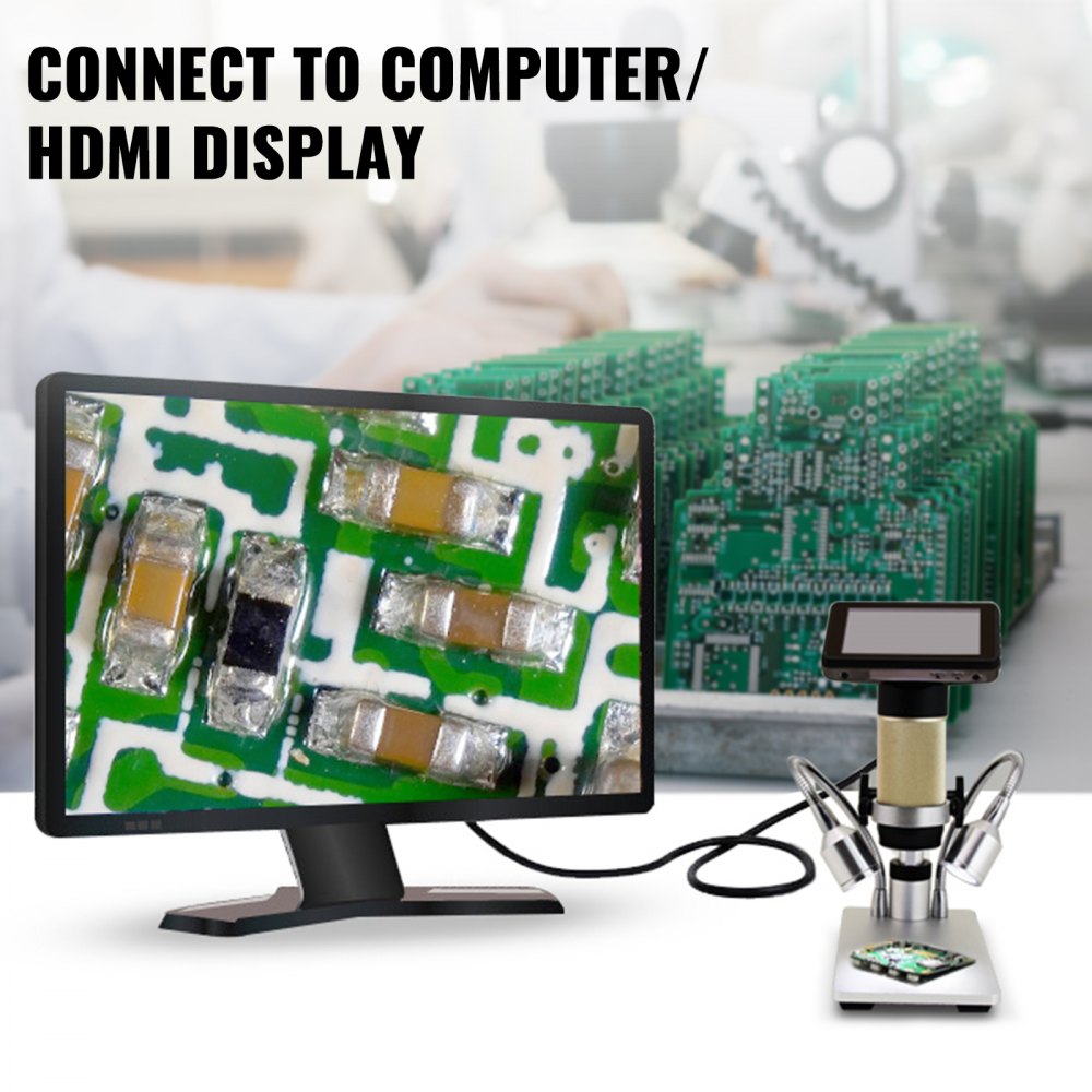 Hdmi Digital Microscope For Pcb Repair Adsm201 3mp 10x-300x Magnification 1080p