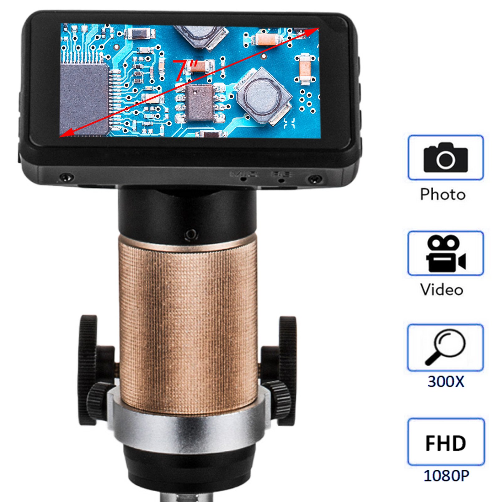 Hdmi Digital Microscope For Pcb Repair Adsm201 3mp 10x-300x Magnification 1080p