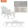 VEVOR Chaise Lounge Chair, 400 lbs Weight Capacity, 6 Positions Adjustable Patio Lounge Chair, Outdoor HDPE Lounge Chair with Backrest & Cup Holder, for Pool Poolside Deck Backyard Lawn, White