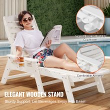 Outdoor Chaise Lounge Chair 6 Position Adjustable Reclining Bench Lounger White