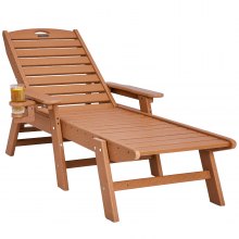Outdoor Chaise Lounge Chair 6 Position Adjustable Reclining Bench Lounger Brown