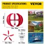 VEVOR lanterne vindturbin, 12V/100W vertikal turbingenerator, 35" vindhjuldiameter vertikal akse vindturbin m/overvåkingslys/innebygd kontroller for terrasse/hytte/fiskebåt/bobil