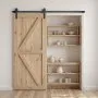 VEVOR 6FT Sliding Barn Door Hardware Kit, 330 LBS Weight Capacity, Compatible with 36 Inches Max Width & 1-3/8 to 1-3/4 Inches Thickness Single Sliding Barn Door, Durable Track & J-shape Roller, Black