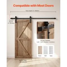 VEVOR 6FT Sliding Barn Door Hardware Kit for Single Sliding Barn Door Black