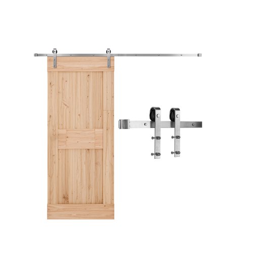VEVOR 8FT Sliding Barn Door Hardware Kit for Single Sliding Barn Door Silver