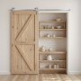 VEVOR 8FT Sliding Barn Door Hardware Kit, 330 LBS Weight Capacity, Compatible with 42 to 48 Inches Width & 1-3/8 to 1-3/4 Inches Thickness Single Sliding Barn Door, Durable Track & J-shape Roller