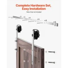 VEVOR 8FT Sliding Barn Door Hardware Kit for Single Sliding Barn Door Silver