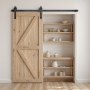 VEVOR 5FT Sliding Barn Door Hardware Kit, 330 LBS Weight Capacity, Compatible with 30 Inches Max Width & 1-3/8 to 1-3/4 Inches Thickness Single Sliding Barn Door, Durable Track & J-shape Roller,Black