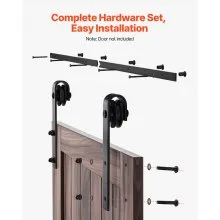 VEVOR 5FT Sliding Barn Door Hardware Kit for Single Sliding Barn Door Black
