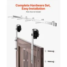 VEVOR 6.6FT Sliding Barn Door Hardware Kit for Single Sliding Barn Door Silver
