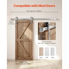 VEVOR 6.6FT Sliding Barn Door Hardware Kit for Single Sliding Barn Door Silver