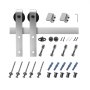 VEVOR - Kit de herrajes para puerta corrediza de granero de 1,5 m (3 pies), capacidad de peso de 150 kg (330 lb), compatible con puertas corredizas de granero individuales de 76 cm de ancho y 4,5 a 4,5 cm de grosor, riel duradero y rodillo en forma de J (plata)