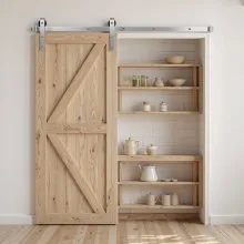VEVOR 5FT Sliding Barn Door Hardware Kit for Single Sliding Barn Door Silver