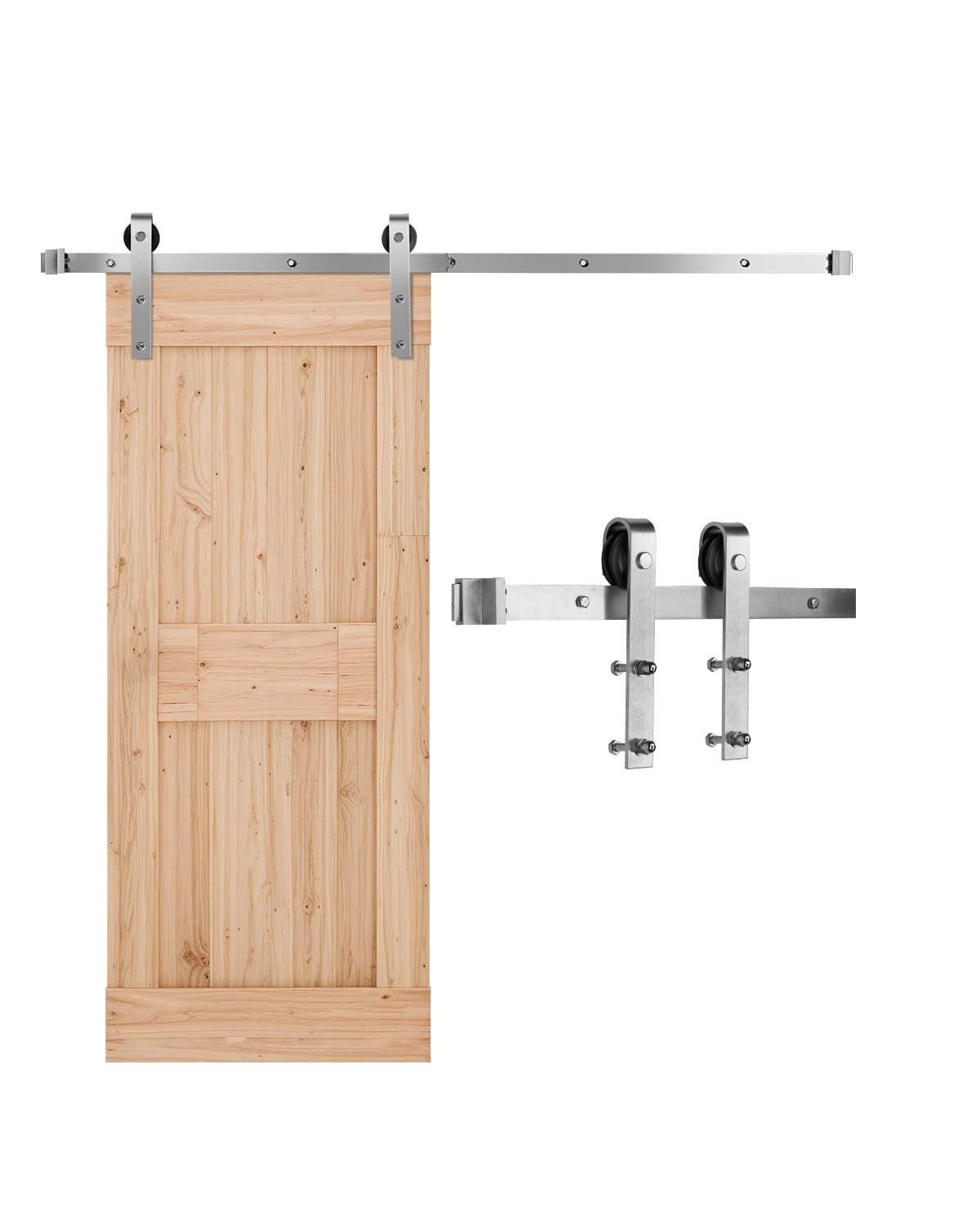 VEVOR 1500mm Sliding Barn Door Hardware Kit for Single Sliding Barn Door Silver