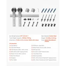 VEVOR 6FT Sliding Barn Door Hardware Kit for Single Sliding Barn Door Silver