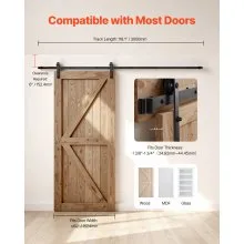 VEVOR 10FT Sliding Barn Door Hardware Kit for Single Sliding Barn Door J-shape