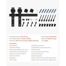 VEVOR 10FT Sliding Barn Door Hardware Kit for Single Sliding Barn Door J-shape