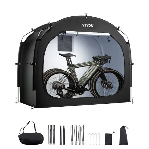VEVOR Bike Storage Tent, 3 to 4 Bikes, Outdoor Spacious Bike Storage Tent with Ventilated Window, Waterproof Easy-to-Install Bike Tent with High Strength Fiberglass & Dual Zippers, Fit for Bicycle