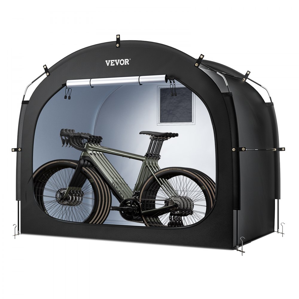 VEVOR Bike Storage Tent, 4 to 5 Bikes, Outdoor Spacious Bike Storage Tent with Ventilated Window, Waterproof Easy-to-Install Bike Tent with High Strength Fiberglass & Dual Zippers, Fit for Bicycle