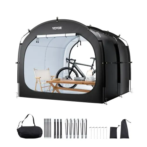 VEVOR Bike Storage Tent, 5 Bikes, Outdoor Spacious Bike Storage Tent with Ventilated Window, Waterproof Easy-to-Install Bike Tent with High Strength Fiberglass & Dual Zippers, Fit for Bicycle