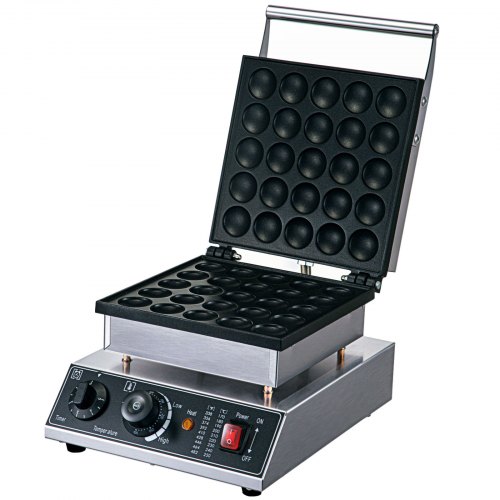 VEVOR Mini Dutch Pancake Maker, 1.7-Inch Diameter Mini Pancake Poffertjes Machine Electric Poffertjes for 25PCs Round Pancakes, 850W Commercial Pancake Maker, 50-300℃ Poffertjes Maker, Stainless Steel