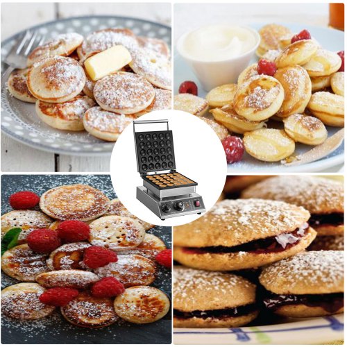 VEVOR Mini Dutch Pancake Maker, 1.7-Inch Diameter Mini Pancake Poffertjes Machine Electric Poffertjes for 25PCs Round Pancakes, 850W Commercial Pancake Maker, 50-300℃ Poffertjes Maker, Stainless Steel