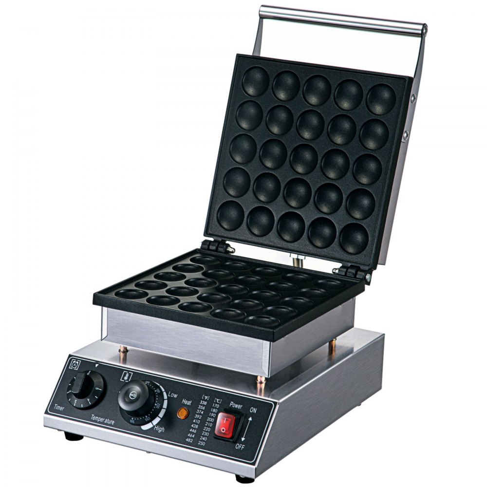 VEVOR Mini Dutch Pancake Maker, 1.7-Inch Diameter Mini Pancake Poffertjes Machine Electric Poffertjes for 25PCs Round Pancakes, 850W Commercial Pancake Maker, 50-300℃ Poffertjes Maker, Stainless Steel